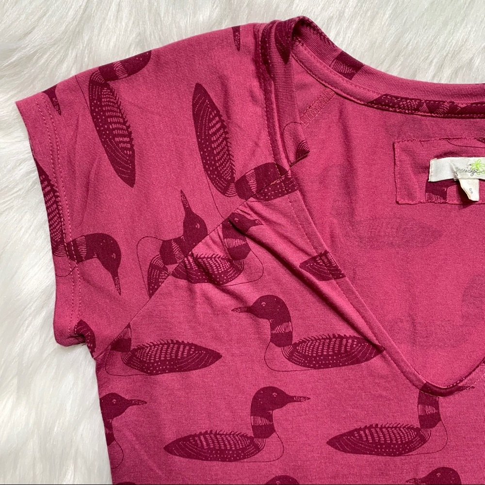 SOLD-Anthropologie Mallard Print Pink Tee - Picture 6 of 8